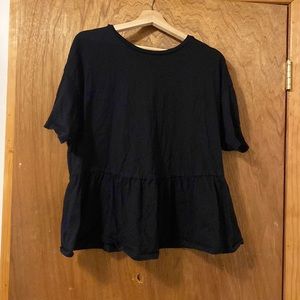Black Crewneck Peplum Top